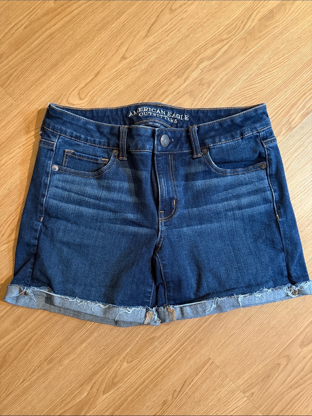 American Eagle Outfitters Midi Rolled Hem Denim Shorts